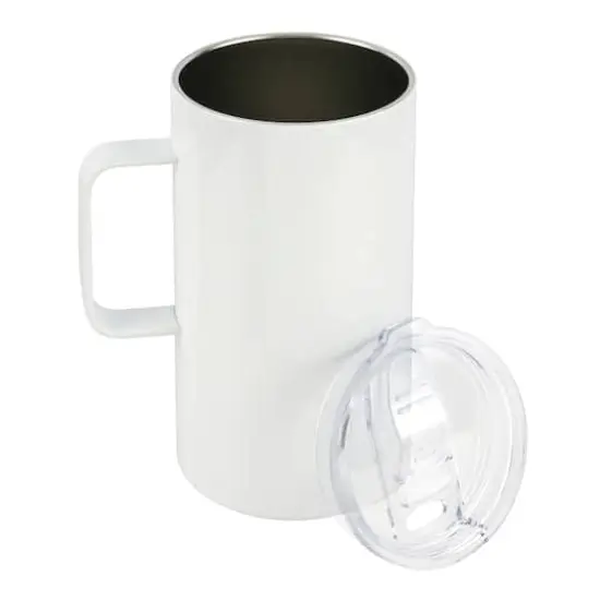 20oz. White Stainless Steel Sublimation Mug with Lid by Make Market&reg; {1}