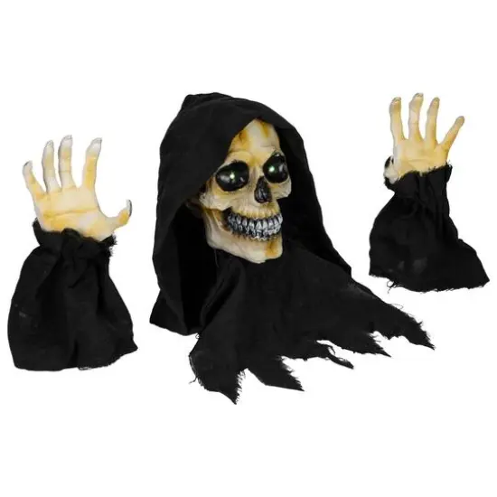 8" LED Lighted Grim Reaper with Sound Outdoor Halloween Decoration {6}