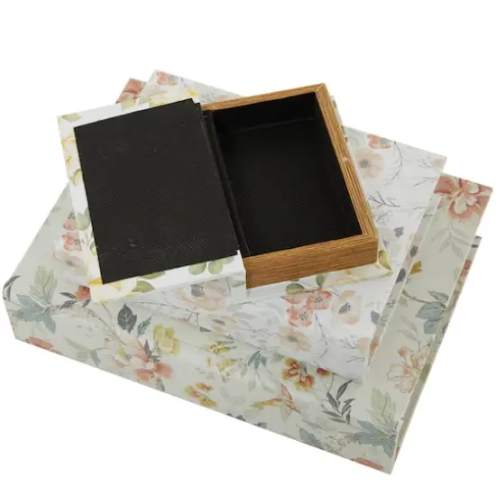 Vintage Floral Canvas Faux Book Box Set {5}