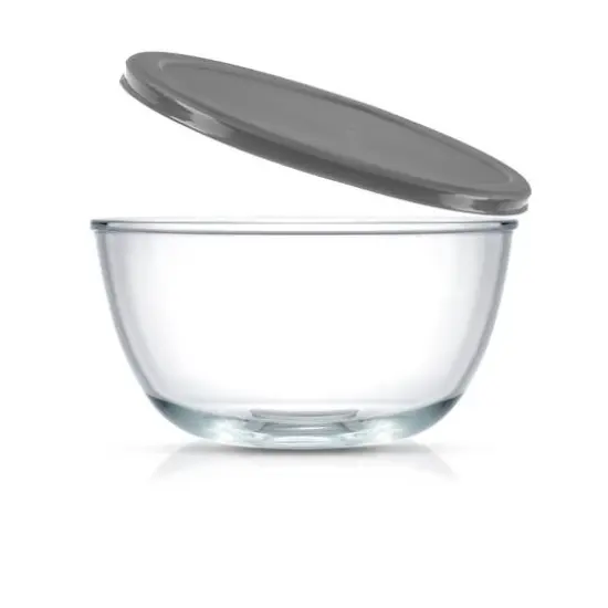 JoyJolt&reg; Glass Mixing Bowls with Lids Set Gray {7}
