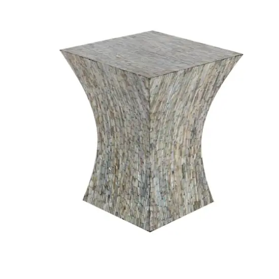 19'' Mussel Shells and Wood Contemporary Accent Table {3}