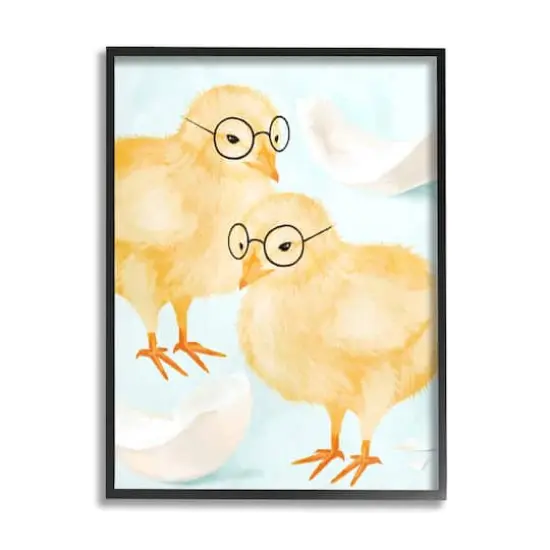 Stupell Industries Easter Chicks Hatched Eggs Yellow Birds Round Glasses Framed Giclee Art Black {1}