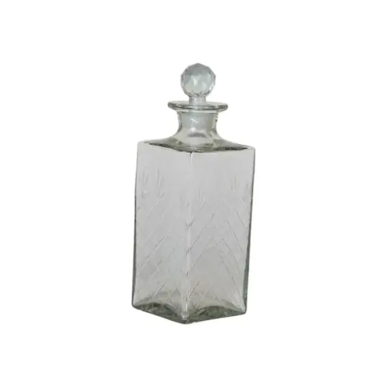 Hello Honey&reg; 16oz. Clear Reclaimed Etched Square Glass Decanter {6}