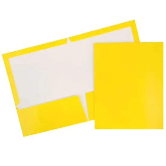 JAM Paper Laminated 2-Pocket Glossy Folders, 6ct. Yellow {1}