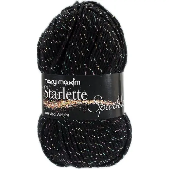 Mary Maxim Starlette Sparkle Yarn Black {1}