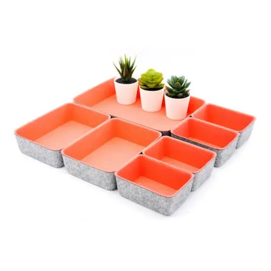 Welaxy Felt 7 Piece Drawer Organizer Tray Set Coral {6}