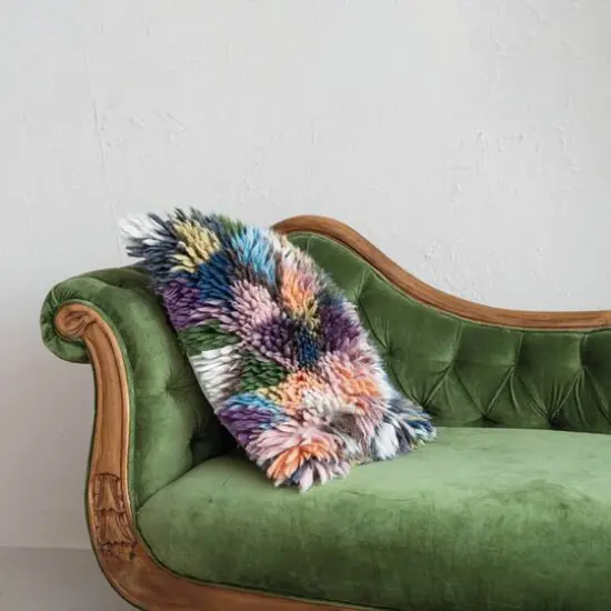 Hello Honey&reg; 20" Multicolored Woven Wool Shag Pillow {4}