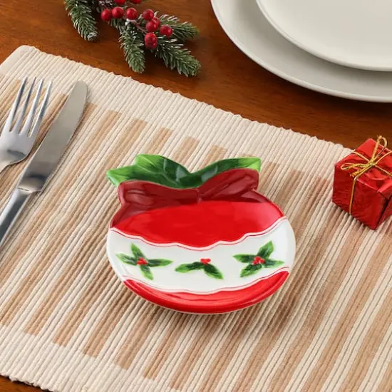 6" Ornament & Tree Ceramic Trinket Tray Set {3}