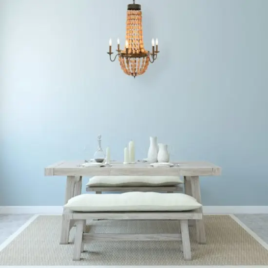 Hello Honey&reg; 38" Brown Rustic Metal and Draped Wood Bead Chandelier {5}