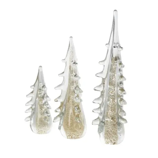 Gold & Clear Decorative Glass Sculpture Set {5}