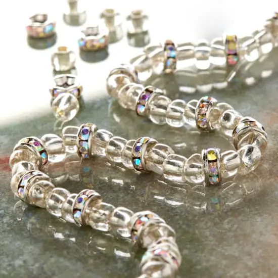 Rhodium with Aurora Borealis Rhinestone Rondelle Beads, 5mm by Bead Landing&trade; {3}