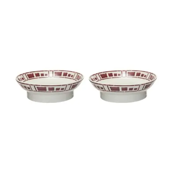 Hello Honey&reg; 8.5" White & Rust Ceramic Footed Bowls, 2ct. {1}