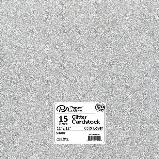 PA Paper&trade; Accents Glitter 12" x 12" Cardstock, 15 Sheets Silver {1}