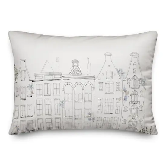 Sketchy Buildings 14" x 20" Throw Pillow {3}