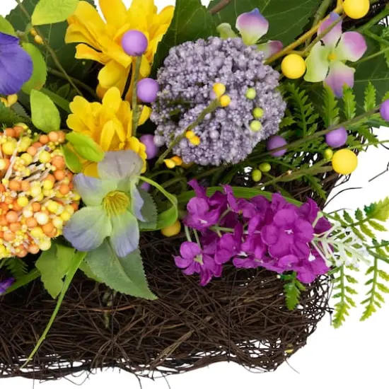 16" Mixed Wild Flower & Foliage Hanging Spring Wall Basket {7}