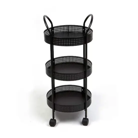 Mind Reader 27" Black 3-Tier Multi-Purpose Metal Utility Cart {1}