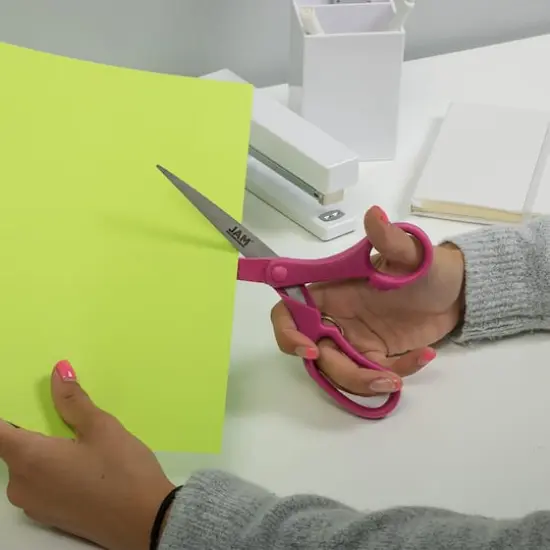 JAM Paper 8" Ergonomic Multi-Purpose Precision Scissors Pink {5}