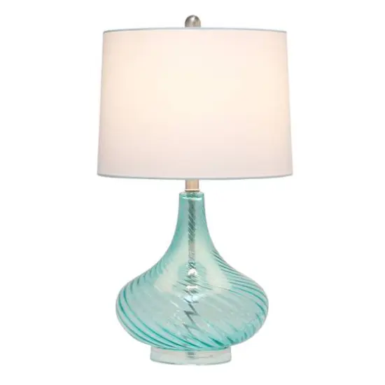 Lalia Home Classix 24" Blue Wavy Colored Glass Table Lamp {11}