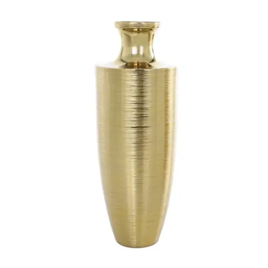Gold Aluminum Brushed Textured Vase Set {5}
