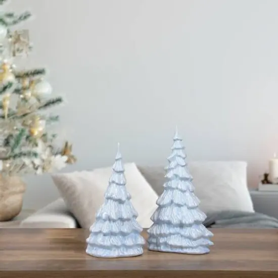 10.5" Blue & White Textured Christmas Tree Tabletop Décor {3}