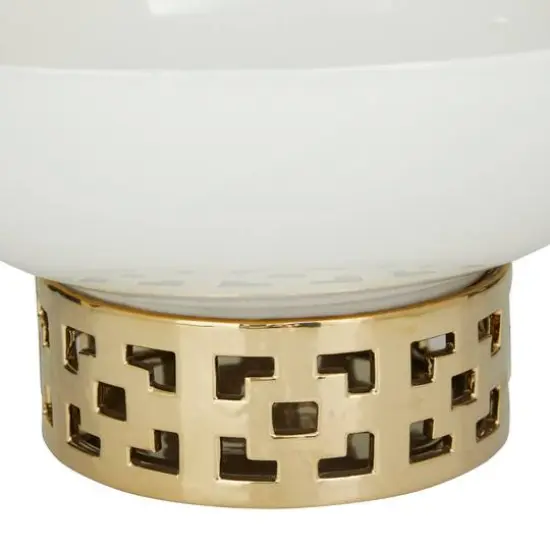 White Stoneware Glam Decorative Bowl, 7" x 11" x 11" {4}