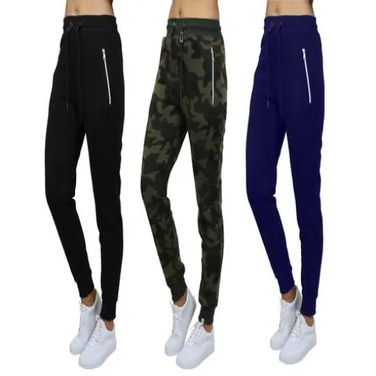 Galaxy by Harvic Women's Relaxed-Fit Jogger Sweatpants 3 Pack Black/Woodland/Navy {1}