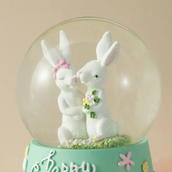 Glitzhome&reg; 5" Easter Bunny Couple Waterglobe {6}