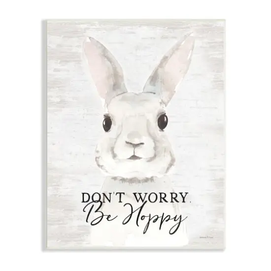 Stupell Industries Don't Worry Be Hoppy Easter Bunny Rabbit Pun Wall Plaque Art {1}