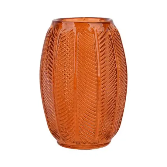 5" Vintage-Style Leaf-Textured Glass Candle Holder by Ashland&reg; Orange {1}