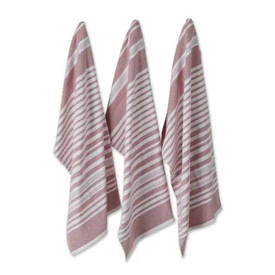 DII&reg; Barn Red Variegated Stripe Terry Dishtowels, 3ct. {1}