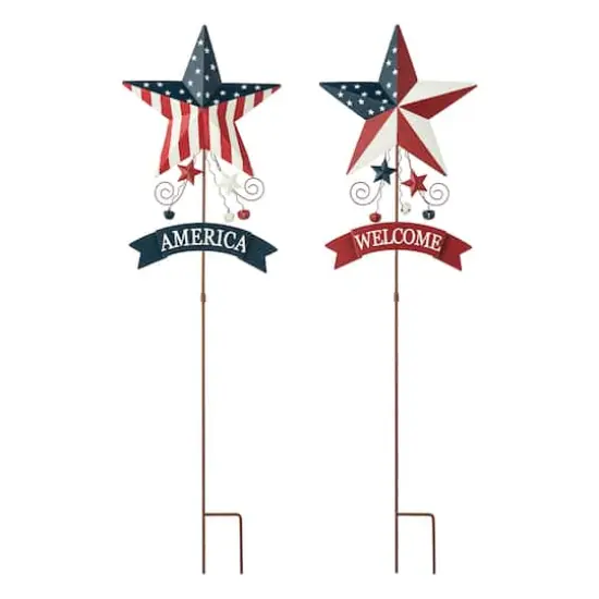 Glitzhome&reg; 42" Patriotic America Star Yard Stake Set {1}