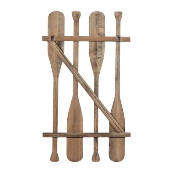 36" Brown Wood Coastal Oars Wall Decor {5}