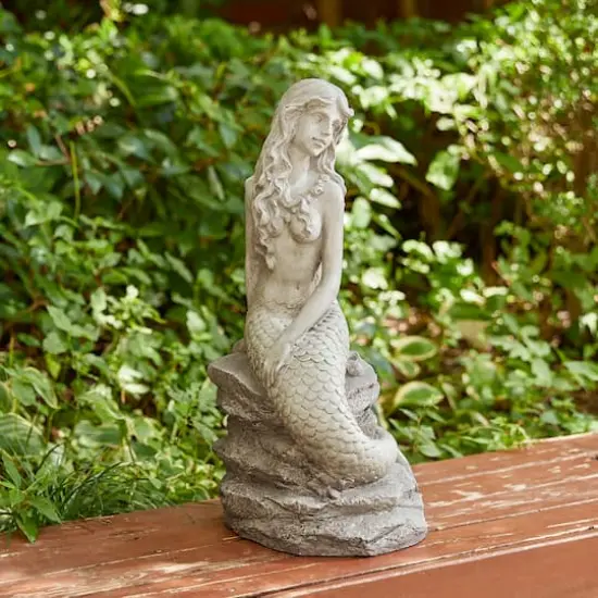 Glitzhome&reg; 20" MGO Mermaid Garden Statue {4}