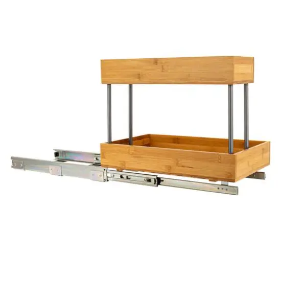 Household Essentials Glidez Steel & Bamboo Slide-Out 2-Tier Storage Organizer {12}