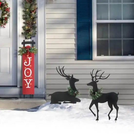 Glitzhome&reg; Metal Reindeer Silhouette Yard Stake Set {3}