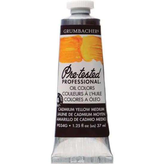 Grumbacher&reg; Pre-Tested Professional&reg; Oil Color Paint, 37mL Cadmium Yellow Medium {1}