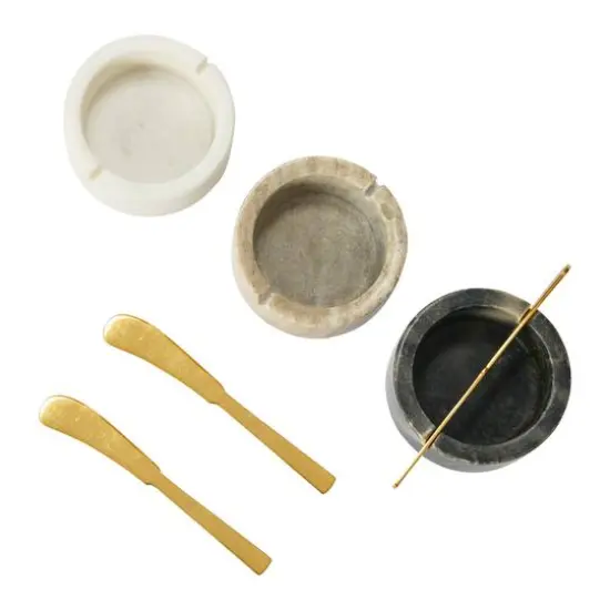 Hello Honey&reg; 1.5" Salt & Pepper Marble Pinch Bowls with Metal Knifes {6}