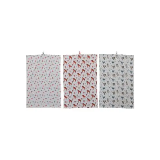 Hello Honey&reg; Multicolor Cotton Printed Tea Towel with Holiday Pattern Prints & Loop Set {1}