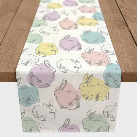 Colorful Bunnies Cotton Twill Table Runner {4}