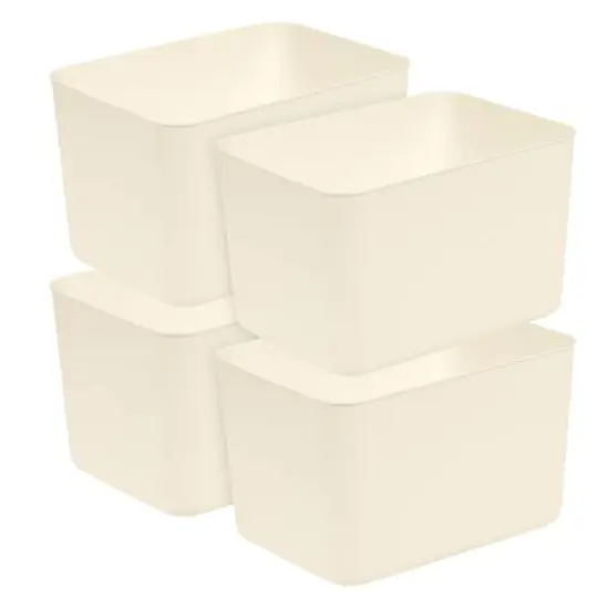 IRIS&reg; Large Cream Nestable Storage Organizer Bins, 4ct. {4}