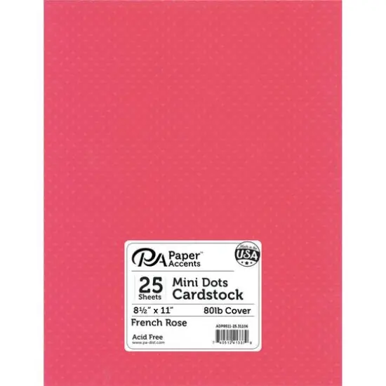 PA Paper&trade; Accents Mini Dot 8.5" x 11" Cardstock, 25 Sheets French Rose {2}