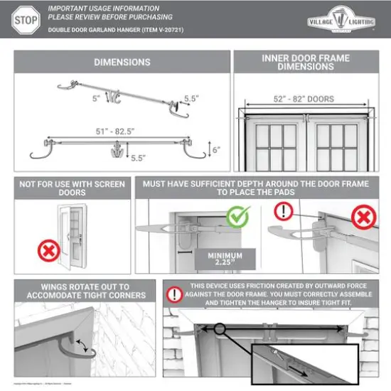 Village Lighting White Double Door Garland Hanger {8}