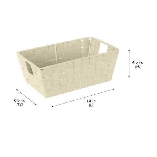 Simplify Small Woven Storage Shelf Bin Ivory {8}