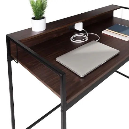 Honey Can Do Walnut & Black Computer Desk {6}