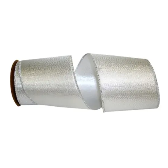JAM Paper 4" x 10yd. Silver Lame Wired Edge Ribbon {1}