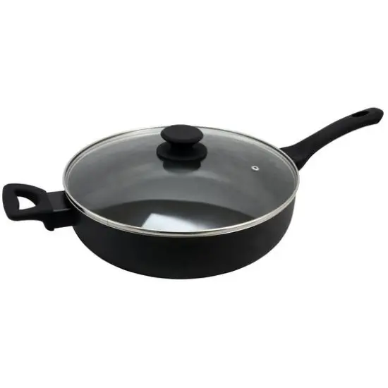 Oster Ashford 5qt. Black Aluminum Saut&eacute; Pan With Tempered Glass Lid {3}