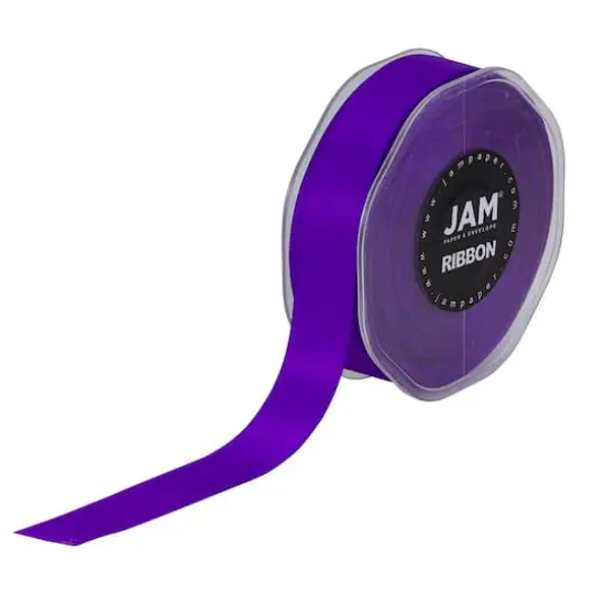 JAM Paper 7/8" x 25yd. Double Face Satin Ribbon Purple {1}