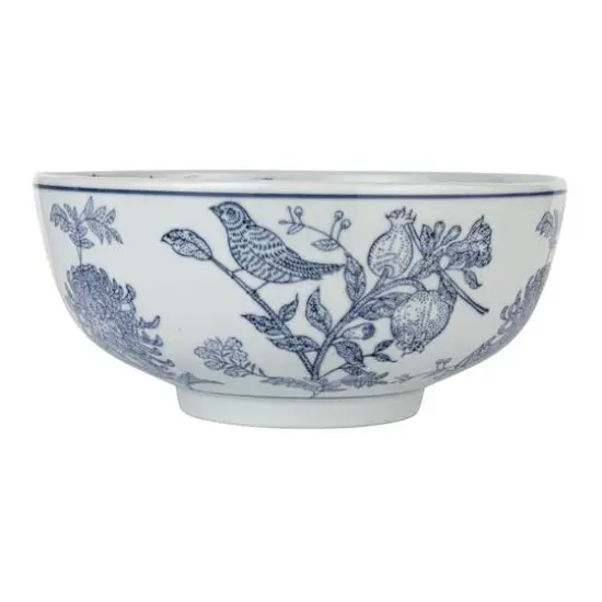 Hello Honey® 10" Blue & White Aviary Garden Stoneware Bowl {8}