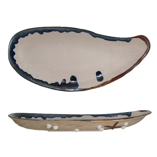 Hello Honey&reg; 21" Cream Stoneware Shell Plate with Reactive Glaze {4}