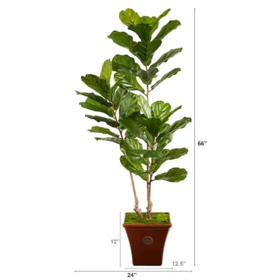 5.5ft. Fiddle Leaf Artificial Tree in Brown Planter UV Resistant (Indoor/Outdoor) {3}